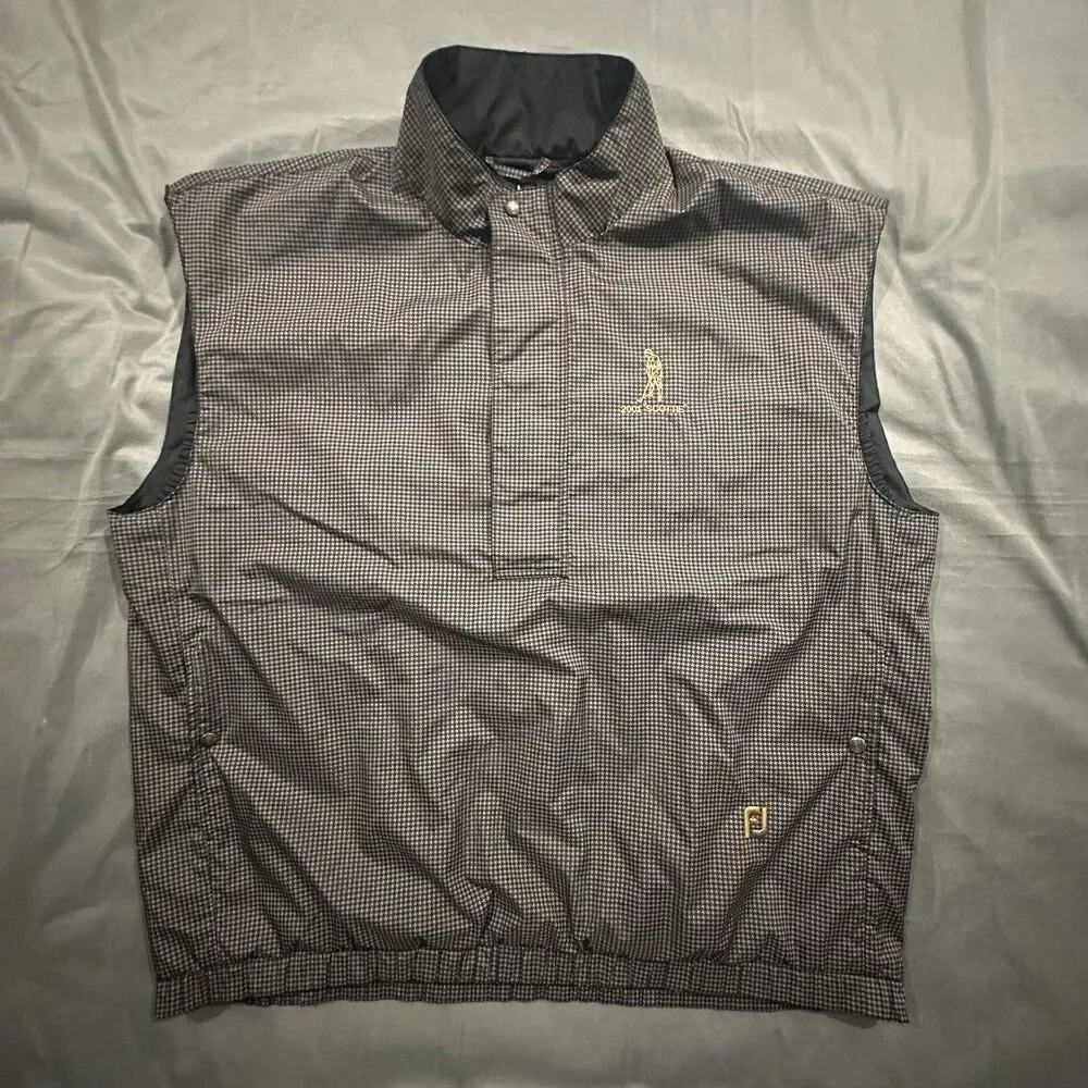 DryJoys FootJoy Vest Mens XL Houndstooth Golf Jacket Rain Wind Zipper Button